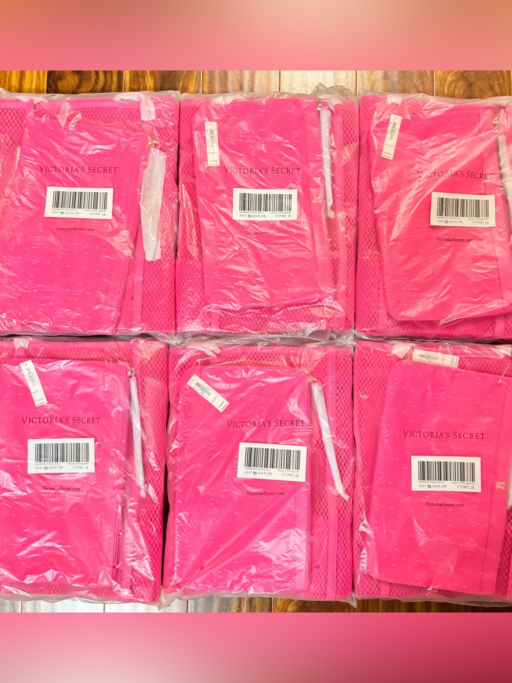 Victoria's Secret Pink Mesh Tote & Zip Pouch Set Brand New Perfect for Summer